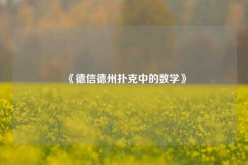 《德信德州扑克中的数学》