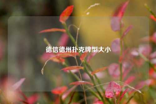 德信德州扑克牌型大小