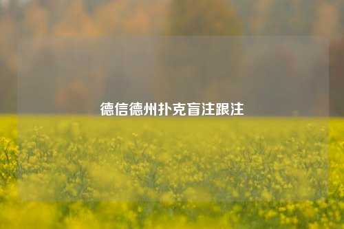德信德州扑克盲注跟注